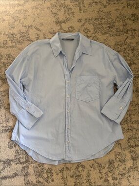 Zara Light Blue Casual Button-Down Shirt